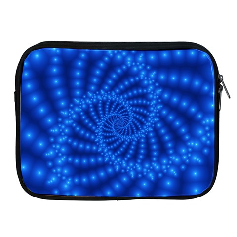 Glossy Blue Beaded Spiral Fractal Apple iPad 2/3/4 Zipper Case from ArtsNow.com Front