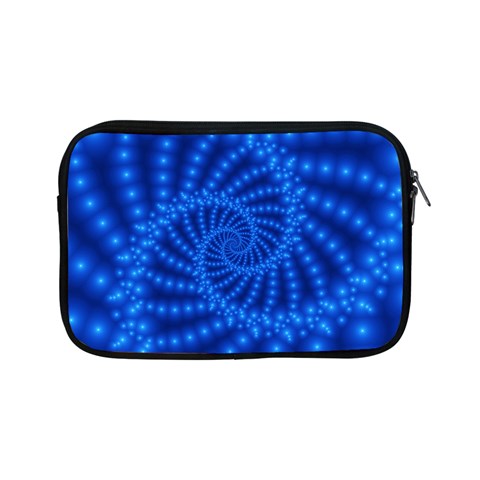 Glossy Blue Beaded Spiral Fractal Apple iPad Mini Zipper Case from ArtsNow.com Front