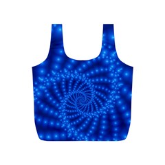 Glossy Blue Beaded Spiral Fractal Full Print Recycle Bag (S) from ArtsNow.com Front