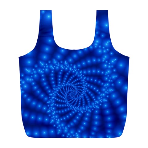 Glossy Blue Beaded Spiral Fractal Full Print Recycle Bag (L) from ArtsNow.com Front