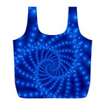 Glossy Blue Beaded Spiral Fractal Full Print Recycle Bag (L)