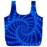 Glossy Blue Beaded Spiral Fractal Full Print Recycle Bag (XL)