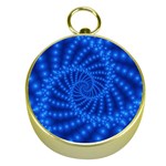 Glossy Blue Beaded Spiral Fractal Gold Compass