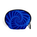 Glossy Blue Beaded Spiral Fractal Accessory Pouch (Small)