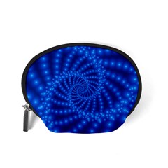 Glossy Blue Beaded Spiral Fractal Accessory Pouch (Small) from ArtsNow.com Back