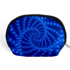 Glossy Blue Beaded Spiral Fractal Accessory Pouch (Medium) from ArtsNow.com Front