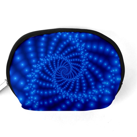 Glossy Blue Beaded Spiral Fractal Accessory Pouch (Medium) from ArtsNow.com Back