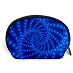 Glossy Blue Beaded Spiral Fractal Accessory Pouch (Large)