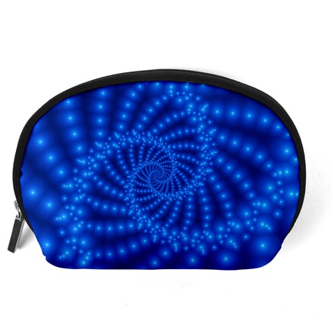 Glossy Blue Beaded Spiral Fractal Accessory Pouch (Large) from ArtsNow.com Back