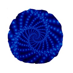 Glossy Blue Beaded Spiral Fractal Standard 15  Premium Flano Round Cushion  from ArtsNow.com Front