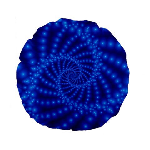 Glossy Blue Beaded Spiral Fractal Standard 15  Premium Flano Round Cushion  from ArtsNow.com Back