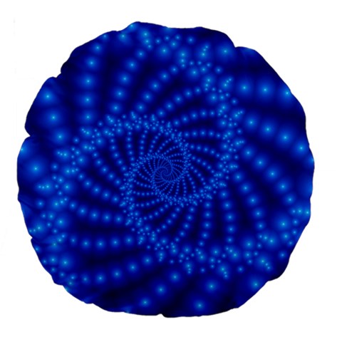 Glossy Blue Beaded Spiral Fractal Large 18  Premium Flano Round Cushion  from ArtsNow.com Front