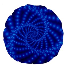 Glossy Blue Beaded Spiral Fractal Large 18  Premium Flano Round Cushion  from ArtsNow.com Front