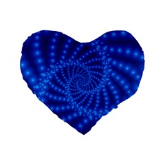 Glossy Blue Beaded Spiral Fractal Standard 16  Premium Flano Heart Shape Cushion  from ArtsNow.com Front