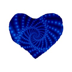 Glossy Blue Beaded Spiral Fractal Standard 16  Premium Flano Heart Shape Cushion  from ArtsNow.com Back