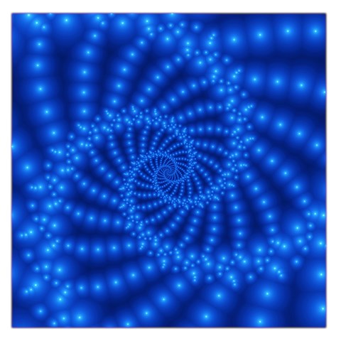 Glossy Blue Beaded Spiral Fractal Large Satin Scarf (Square) from ArtsNow.com Front