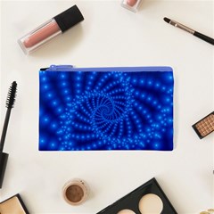 Glossy Blue Beaded Spiral Fractal Cosmetic Bag (XS) from ArtsNow.com Front