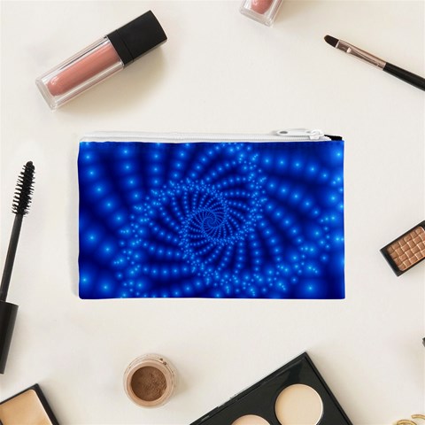 Glossy Blue Beaded Spiral Fractal Cosmetic Bag (XS) from ArtsNow.com Back