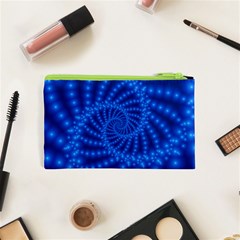 Glossy Blue Beaded Spiral Fractal Cosmetic Bag (XS) from ArtsNow.com Back