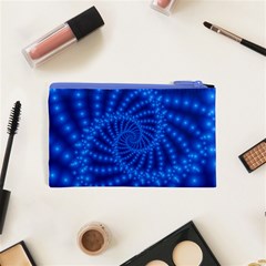 Glossy Blue Beaded Spiral Fractal Cosmetic Bag (XS) from ArtsNow.com Back