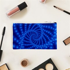 Glossy Blue Beaded Spiral Fractal Cosmetic Bag (XS) from ArtsNow.com Back