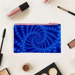 Glossy Blue Beaded Spiral Fractal Cosmetic Bag (XS) from ArtsNow.com Back