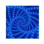 Glossy Blue Beaded Spiral Fractal Small Satin Scarf (Square)