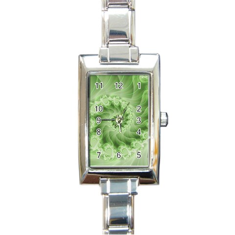 Fractal Lace Green Spiral Fractal Rectangle Italian Charm Watch from ArtsNow.com Front