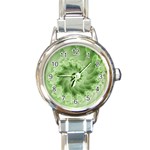 Fractal Lace Green Spiral Fractal Round Italian Charm Watch