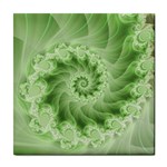 Fractal Lace Green Spiral Fractal Tile Coaster