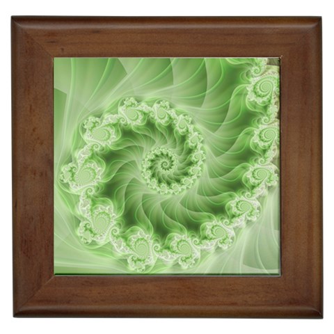 Fractal Lace Green Spiral Fractal Framed Tile from ArtsNow.com Front