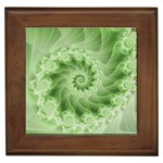 Fractal Lace Green Spiral Fractal Framed Tile