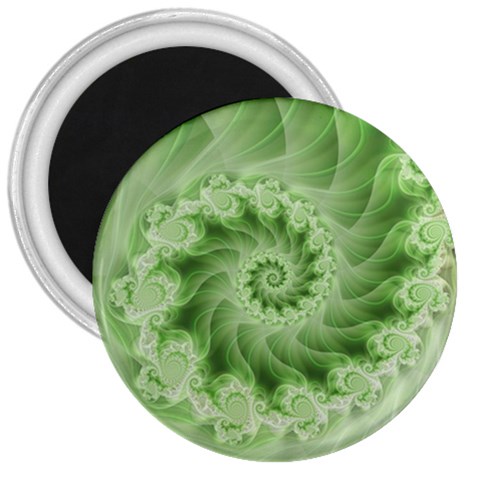 Fractal Lace Green Spiral Fractal 3  Magnet from ArtsNow.com Front