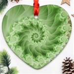 Fractal Lace Green Spiral Fractal Ornament (Heart)