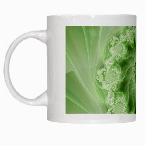 Fractal Lace Green Spiral Fractal White Mug from ArtsNow.com Left