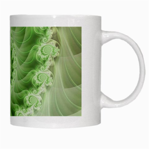 Fractal Lace Green Spiral Fractal White Mug from ArtsNow.com Right