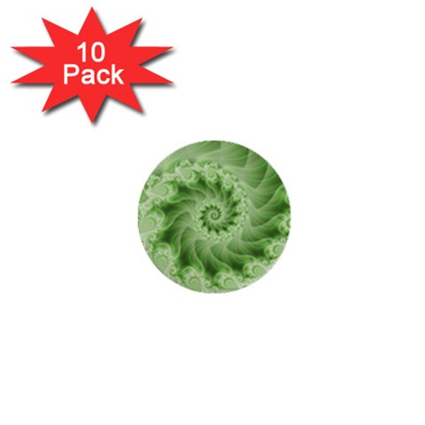 Fractal Lace Green Spiral Fractal 1  Mini Button (10 pack)  from ArtsNow.com Front