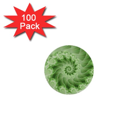 Fractal Lace Green Spiral Fractal 1  Mini Button (100 pack)  from ArtsNow.com Front