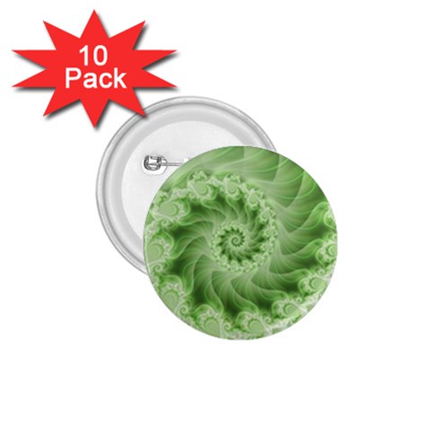 Fractal Lace Green Spiral Fractal 1.75  Button (10 pack)  from ArtsNow.com Front