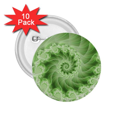 Fractal Lace Green Spiral Fractal 2.25  Button (10 pack) from ArtsNow.com Front