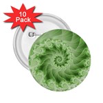 Fractal Lace Green Spiral Fractal 2.25  Button (10 pack)