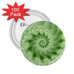 Fractal Lace Green Spiral Fractal 2.25  Button (100 pack)