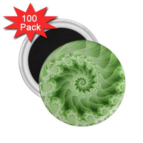 Fractal Lace Green Spiral Fractal 2.25  Magnet (100 pack)  from ArtsNow.com Front