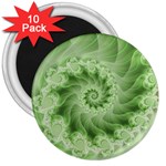 Fractal Lace Green Spiral Fractal 3  Magnet (10 pack)