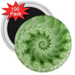 Fractal Lace Green Spiral Fractal 3  Magnet (100 pack)