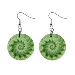 Fractal Lace Green Spiral Fractal 1  Button Earrings