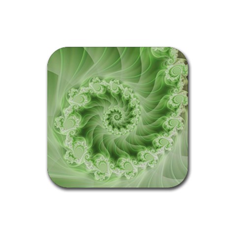 Fractal Lace Green Spiral Fractal Rubber Coaster (Square) from ArtsNow.com Front