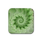 Fractal Lace Green Spiral Fractal Rubber Coaster (Square)