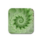 Fractal Lace Green Spiral Fractal Rubber Square Coaster (4 pack)