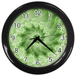 Fractal Lace Green Spiral Fractal Wall Clock (Black)